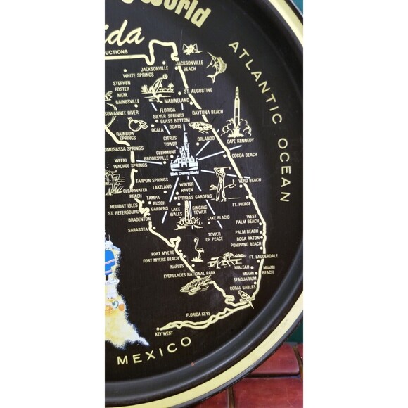 Vintage Walt Disney World Map Of Florida Souvenir Serving Tray 11" - Picture 4 of 6